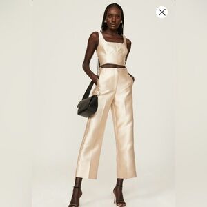 Holzweiler High-Rise Satin Wide-Leg Pants in Champagne